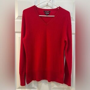 Apt. 9 100% Cashmere Red Sweater Women Size L Preppy Holiday Luxury Love Classy